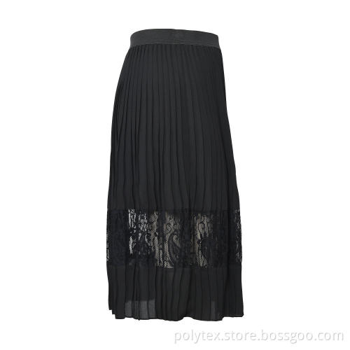 Vintage Mesh Lace Pleated Skirt